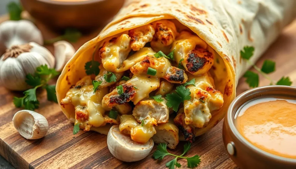 Easy Cheesy Garlic Chicken Wraps Recipe in 20 Minutes