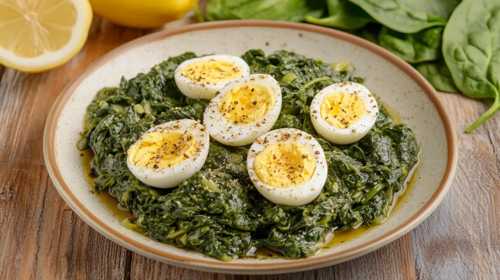 Simple Spinach with Boiled Eggs Recipe