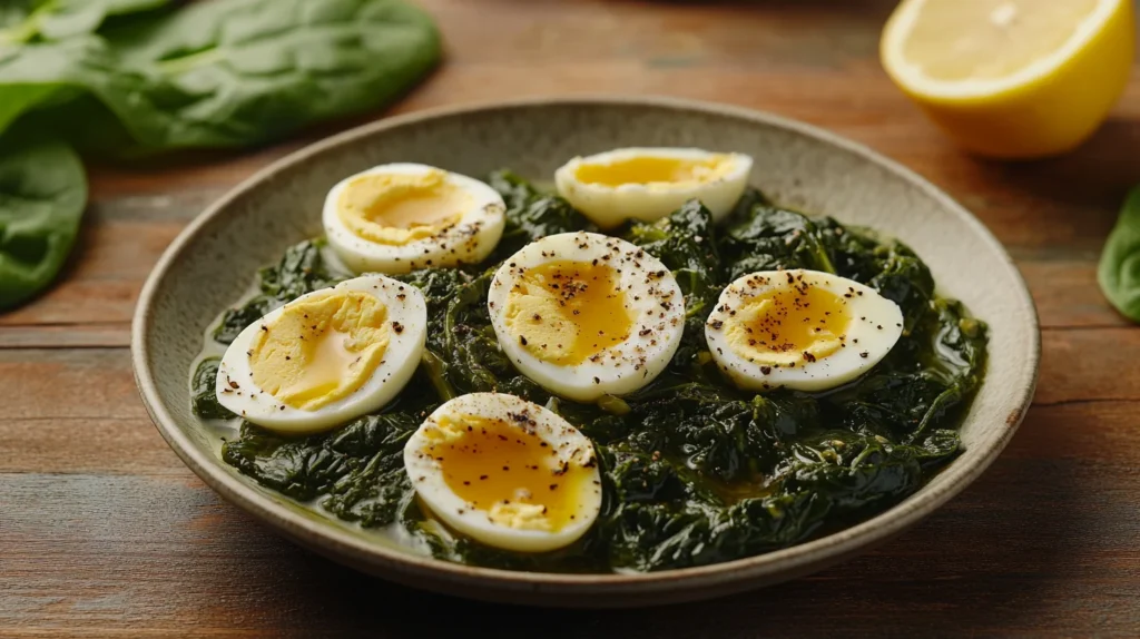 Simple Spinach with Boiled Eggs Recipe