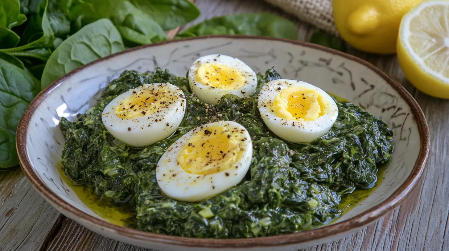 Simple Spinach with Boiled Eggs Recipe