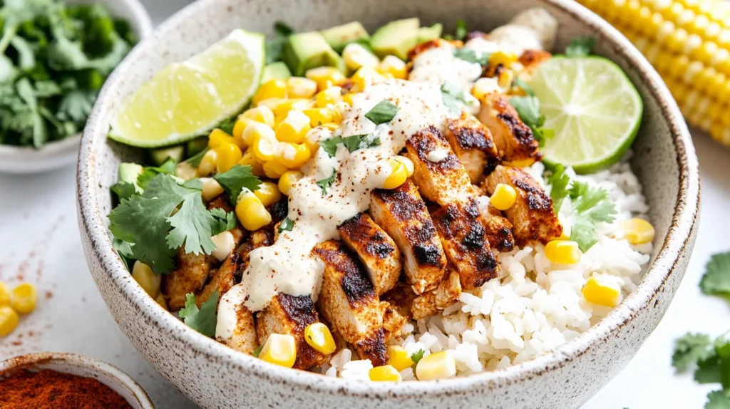 Delicious Street Corn Chicken Rice Bowl