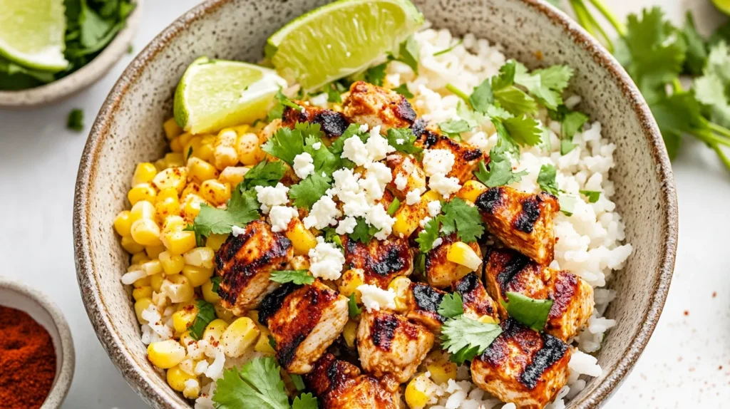 Delicious Street Corn Chicken Rice Bowl