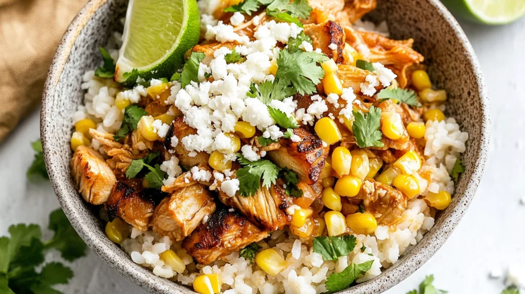 Street Corn Chicken Rice Bowl Slow Cooked