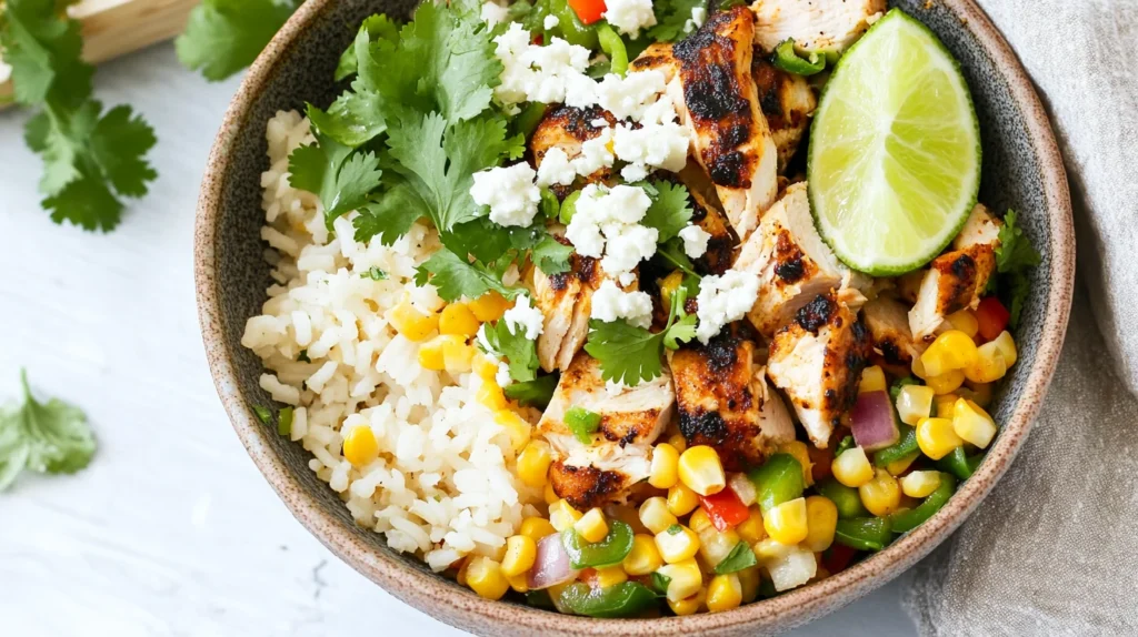 Street Corn Chicken Rice Bowl Slow Cooked