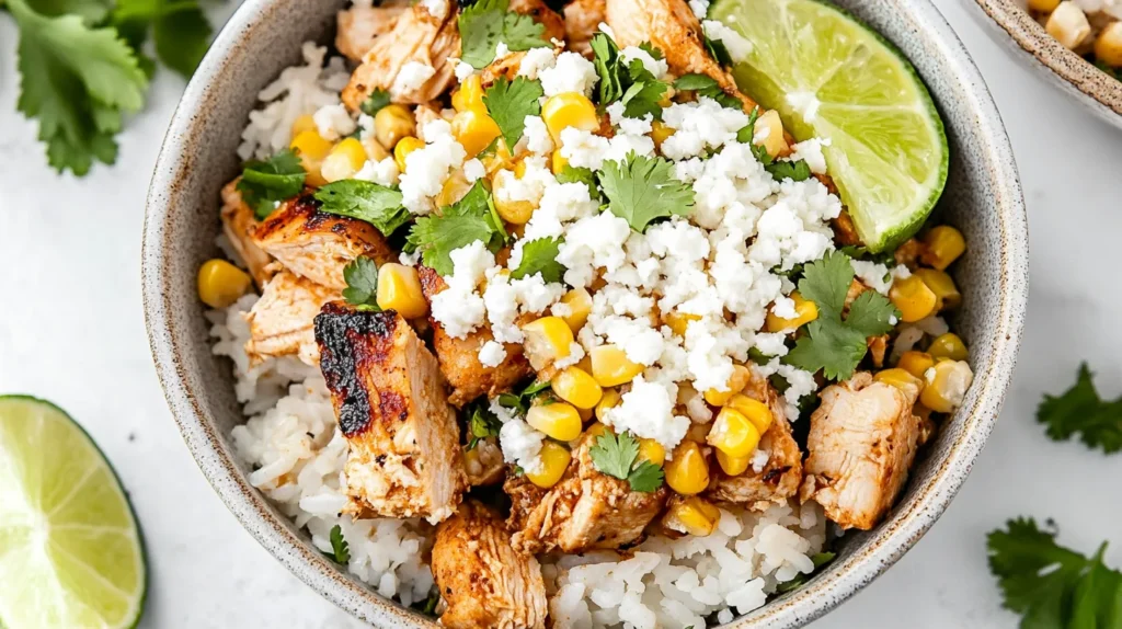 Street Corn Chicken Rice Bowl Slow Cooked